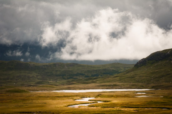 River Bà, Meall Mòr, Glas Bheinn & Beinn a' Ghreachain, shrouded in clouds